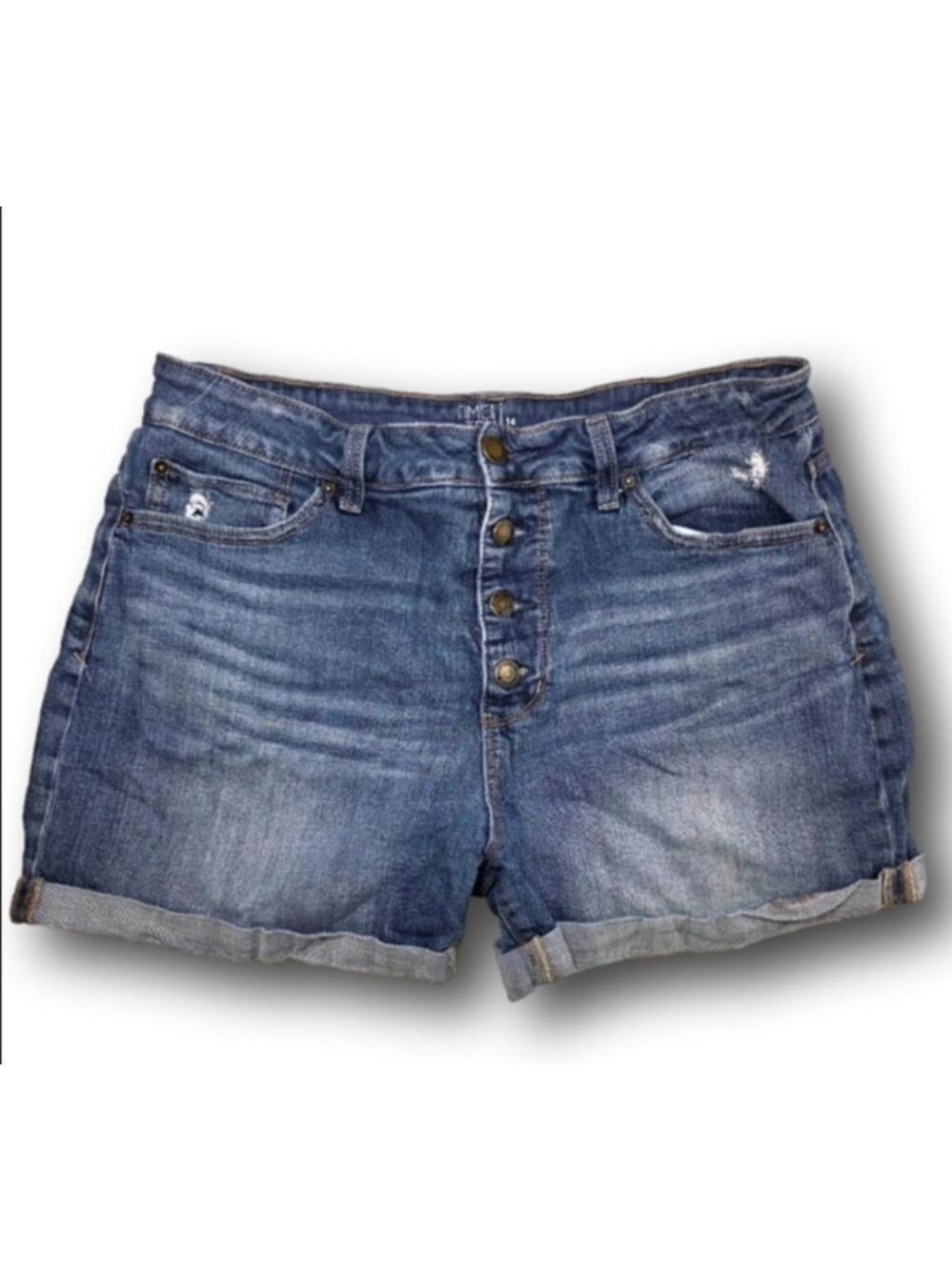 Women's Time and Tru Blue Jean Shorts High Rise Size 14
